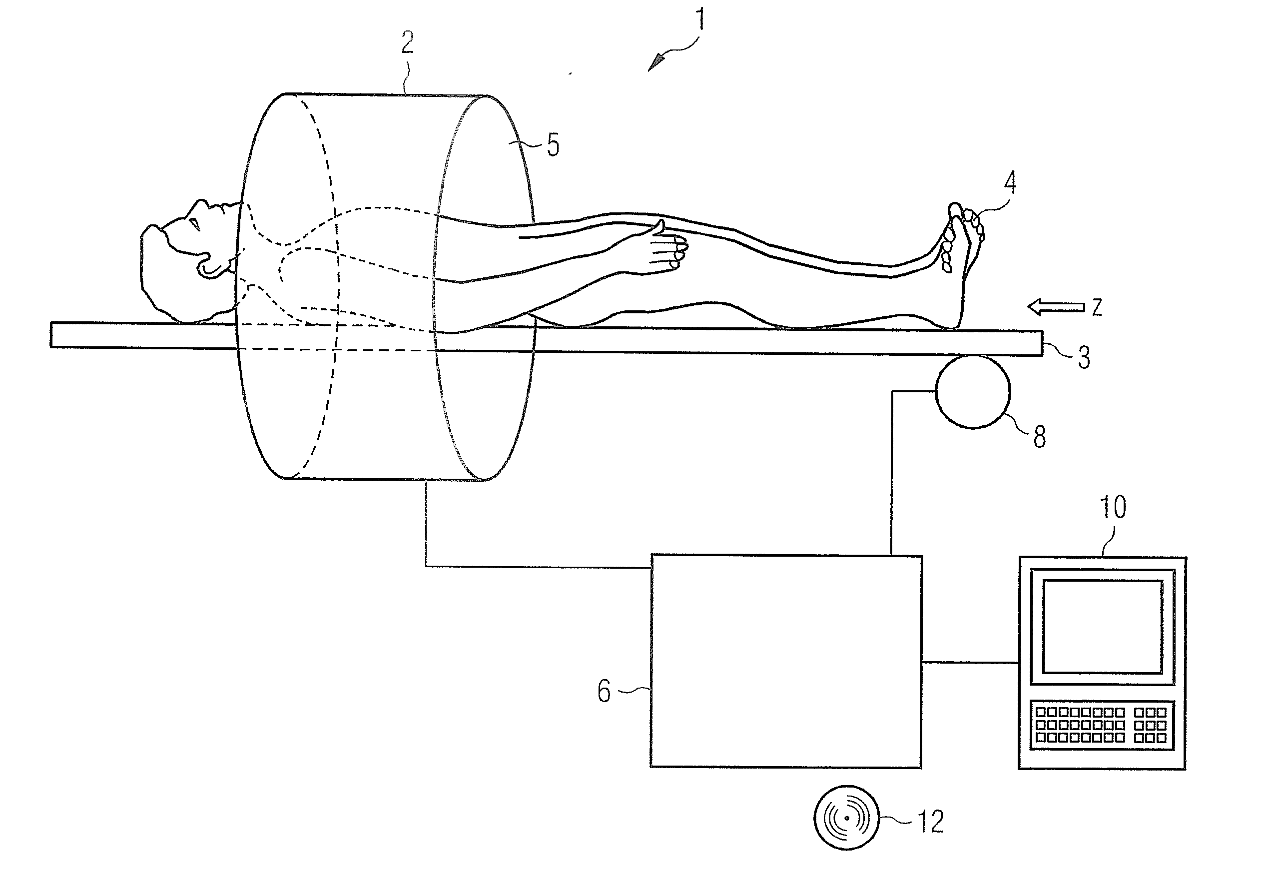 Implementation of a magnetic resonance examination at several bed positions in the scanner