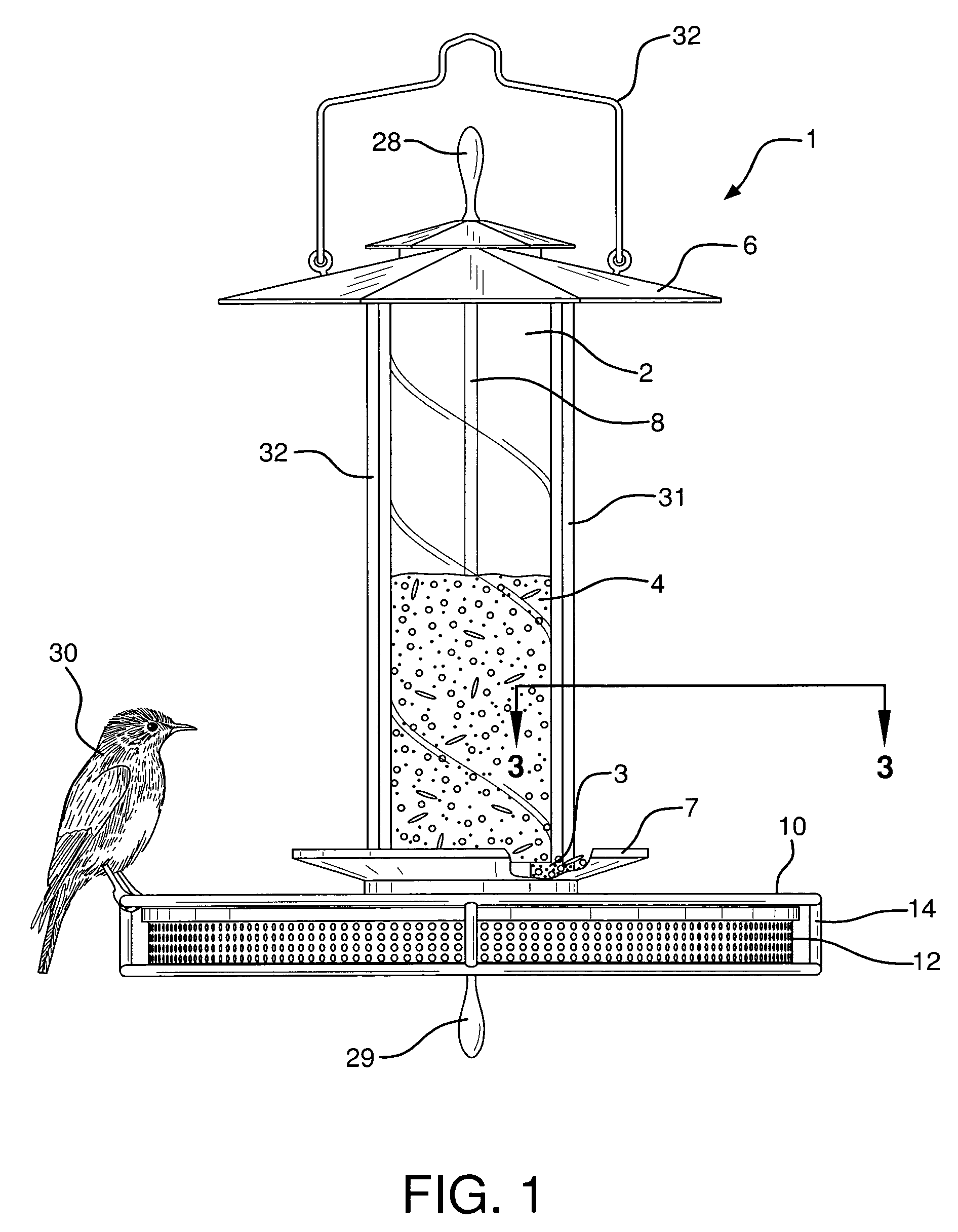 Bird feeder with removeable feeding tray