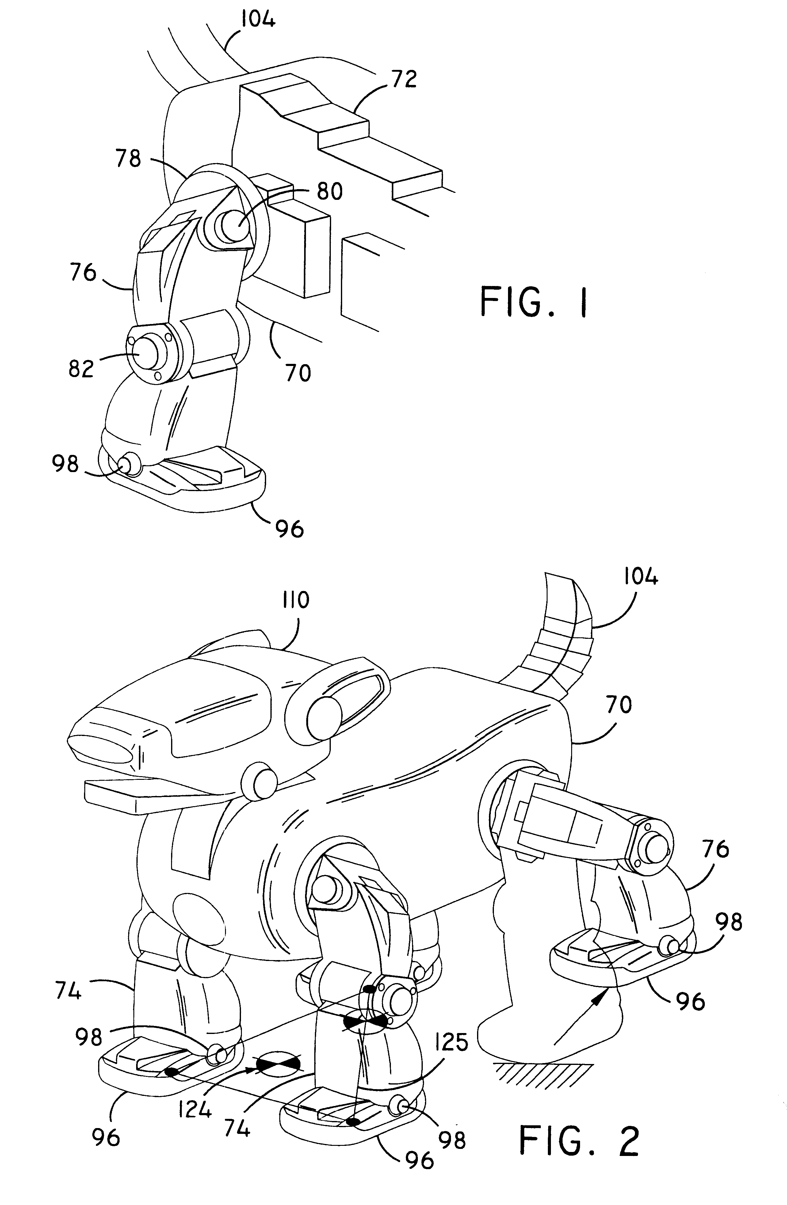 Self-stabilizing walking apparatus that is capable of being reprogrammed or puppeteered