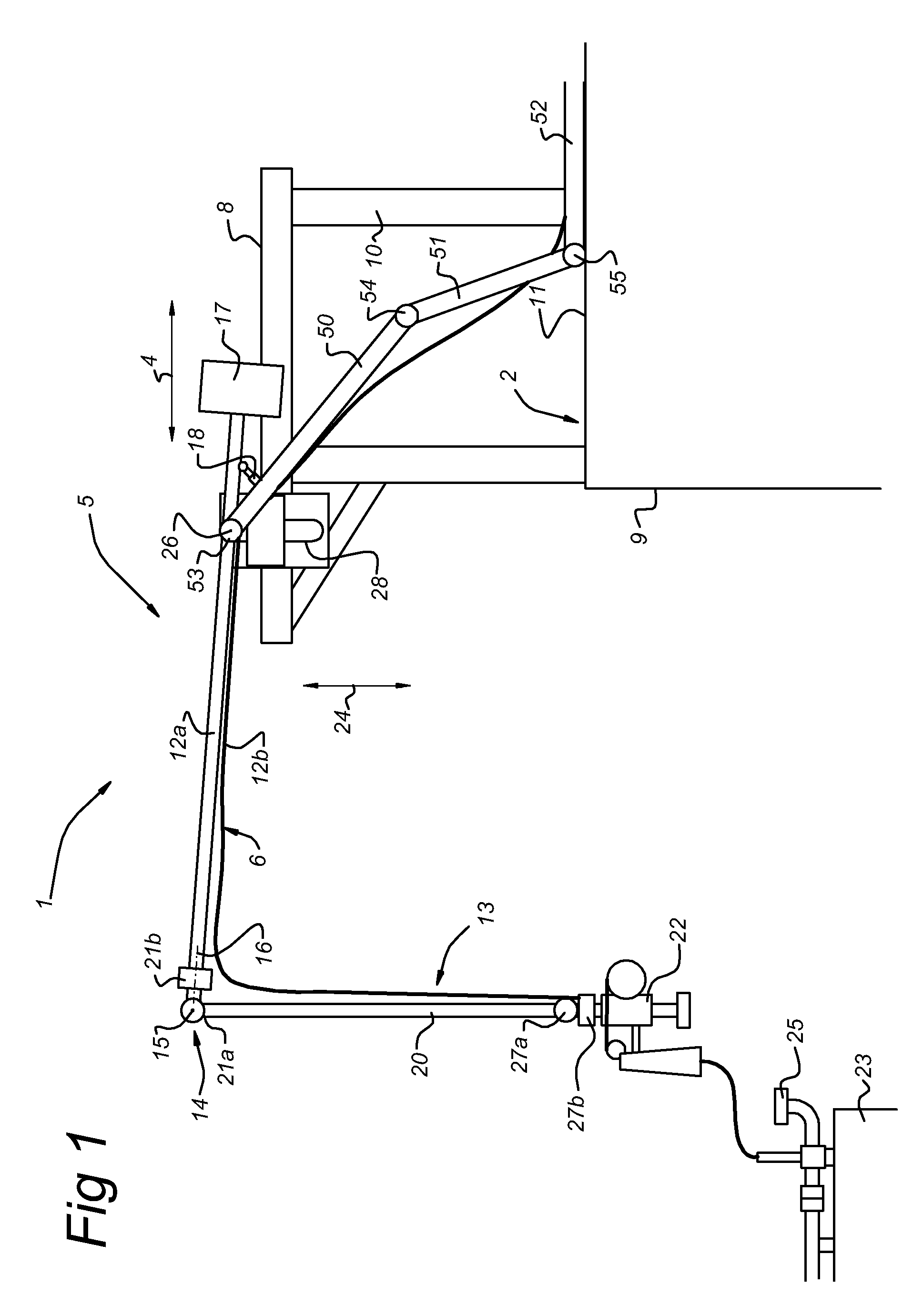 Hydrocarbon transfer system with horizontal displacement