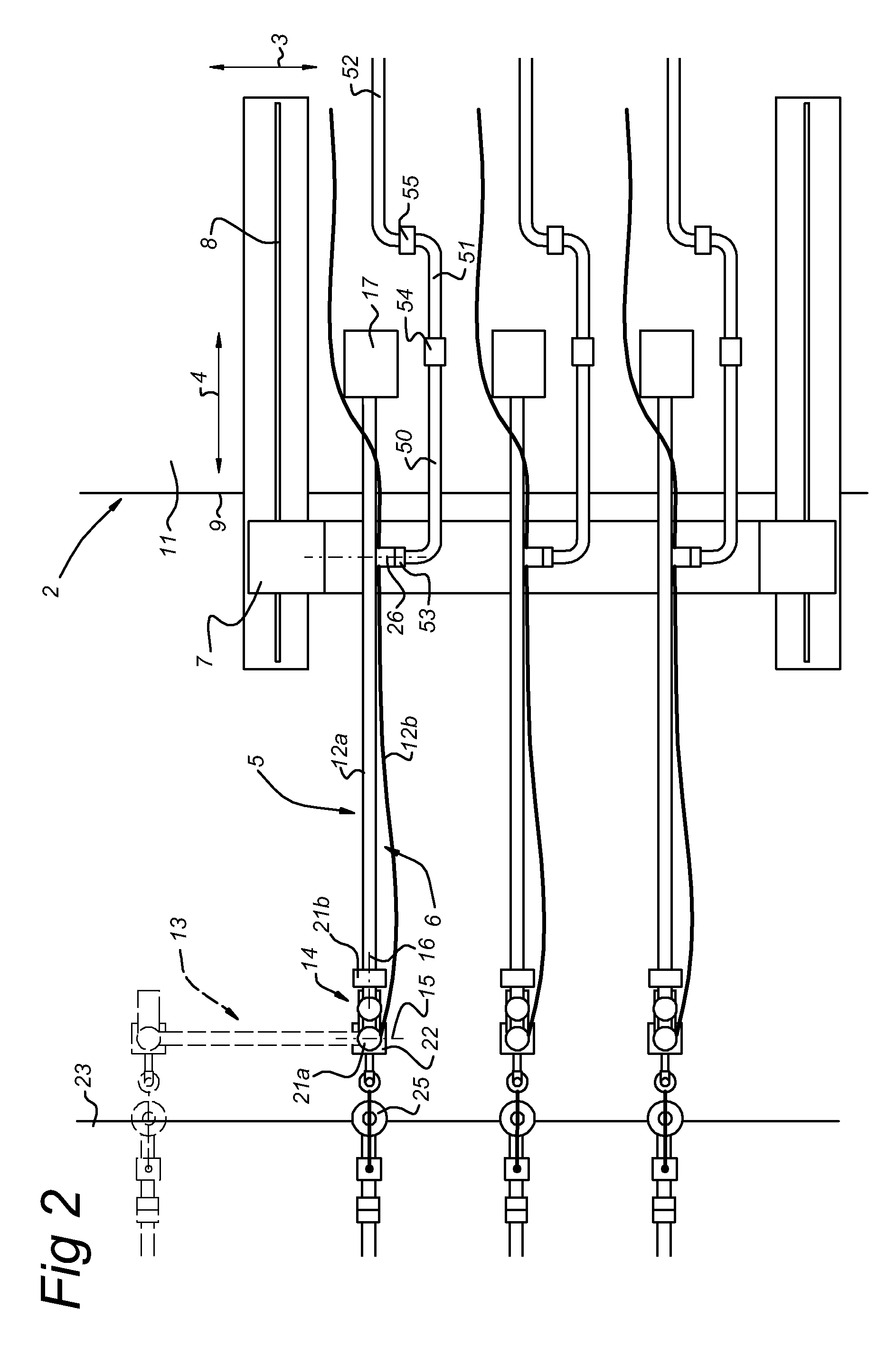 Hydrocarbon transfer system with horizontal displacement