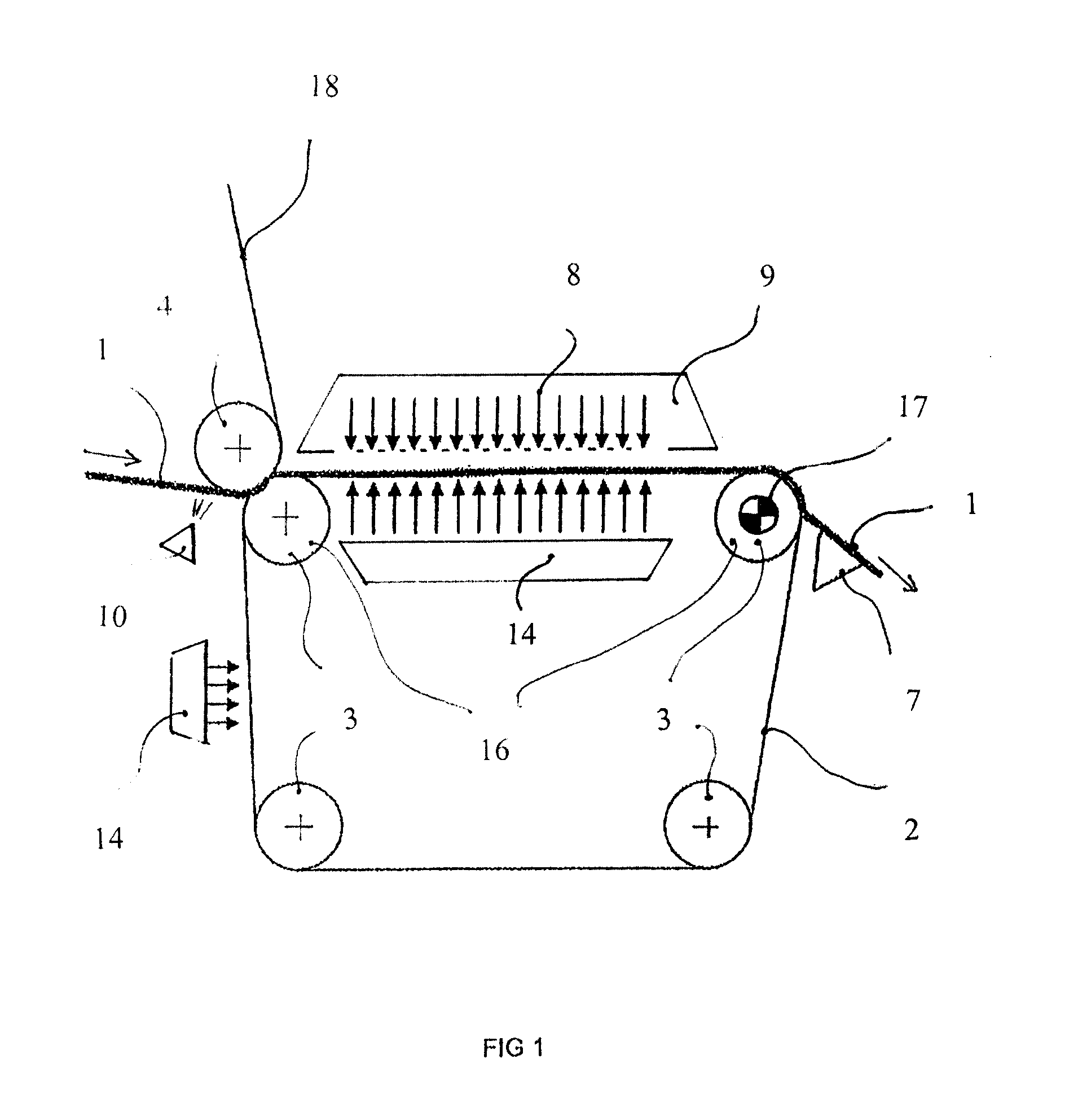 Device for drying and treating a tissue paper web