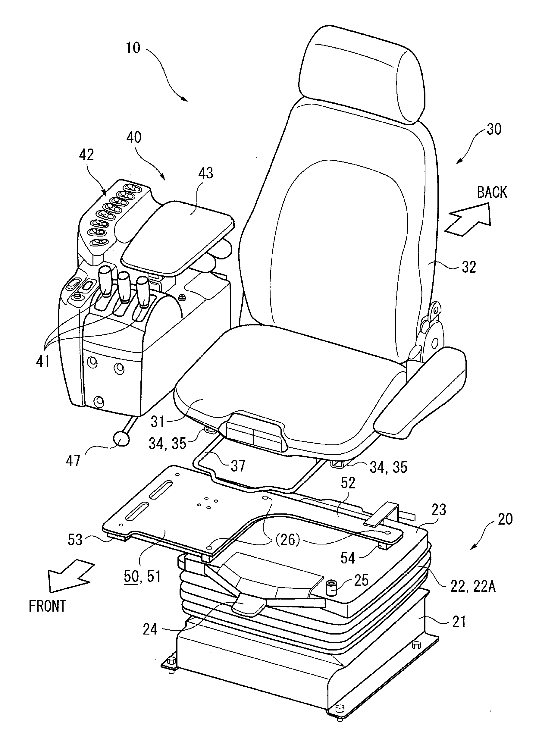 Operator Seat Structure of Construction Machine