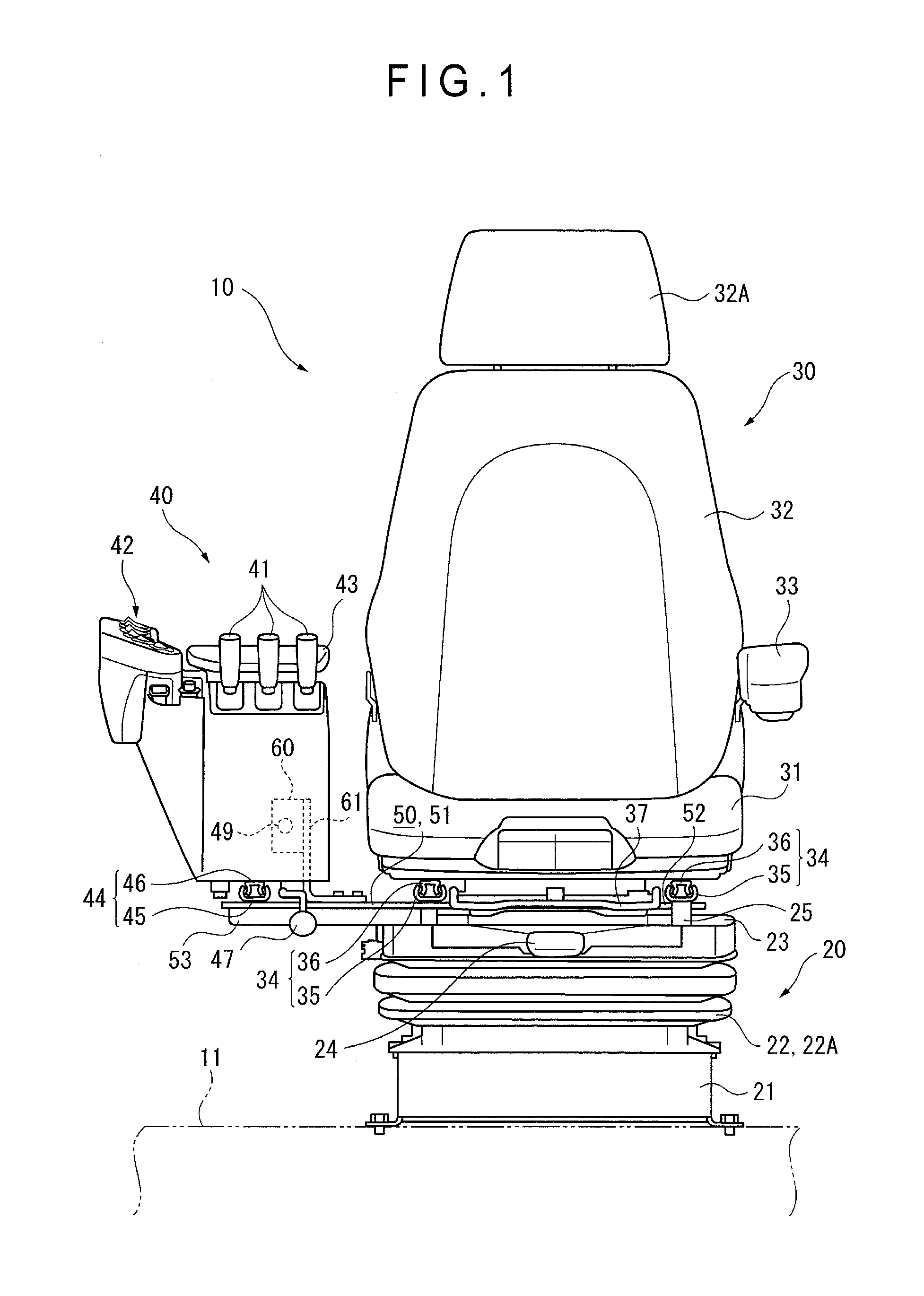 Operator Seat Structure of Construction Machine