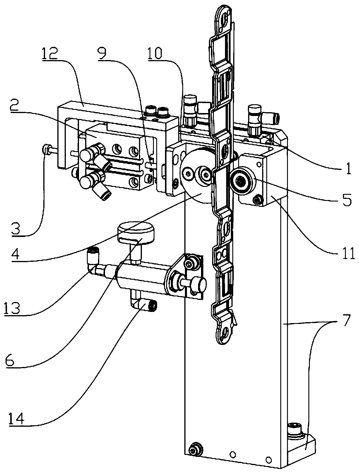 Flexible adhesive tape attaching mechanism