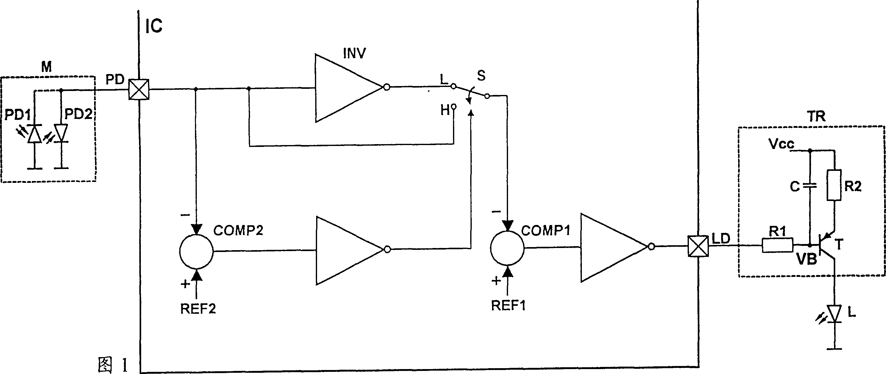 Automatic self-adapted monitoring signal polarity laser control loop circuit