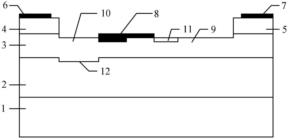 4H-SiC metal semiconductor field effect transistor with P-type doped region and recessed buffer layer