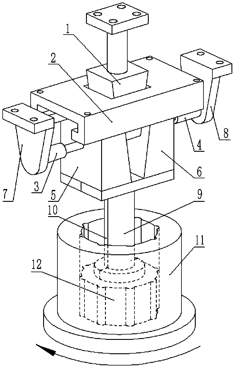 Parallel die parting multidirectional loading rotary extrusion forming die and die opening method