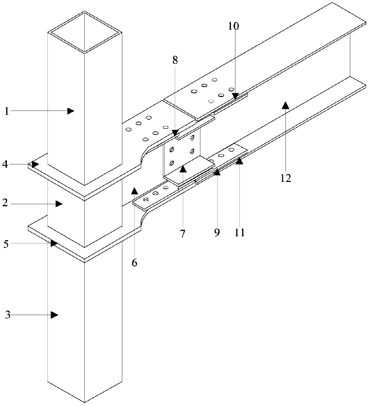 Assembly type anti-buckling groove type web shear member beam-column joint connection device capable of restoring functions