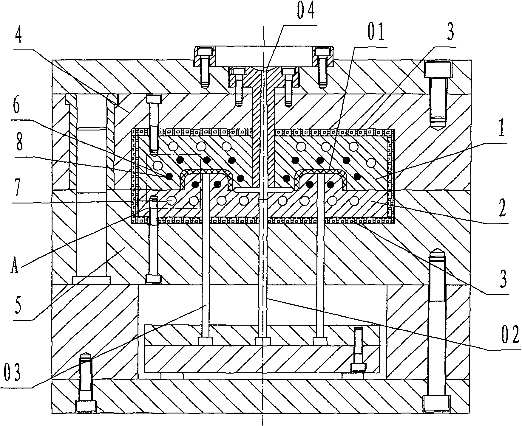 An electrical heating high light injection mold of isolation energy-saving structure