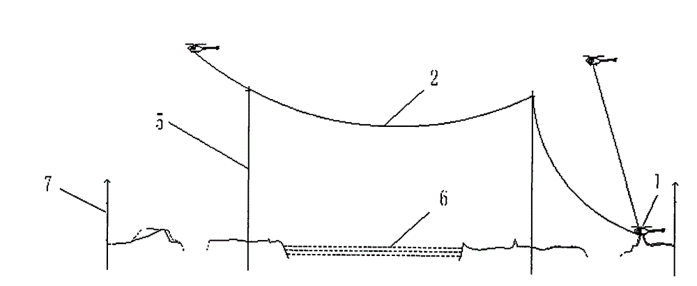 Construction method of unfolding preliminary leading rope with remotely pilotless helicopter