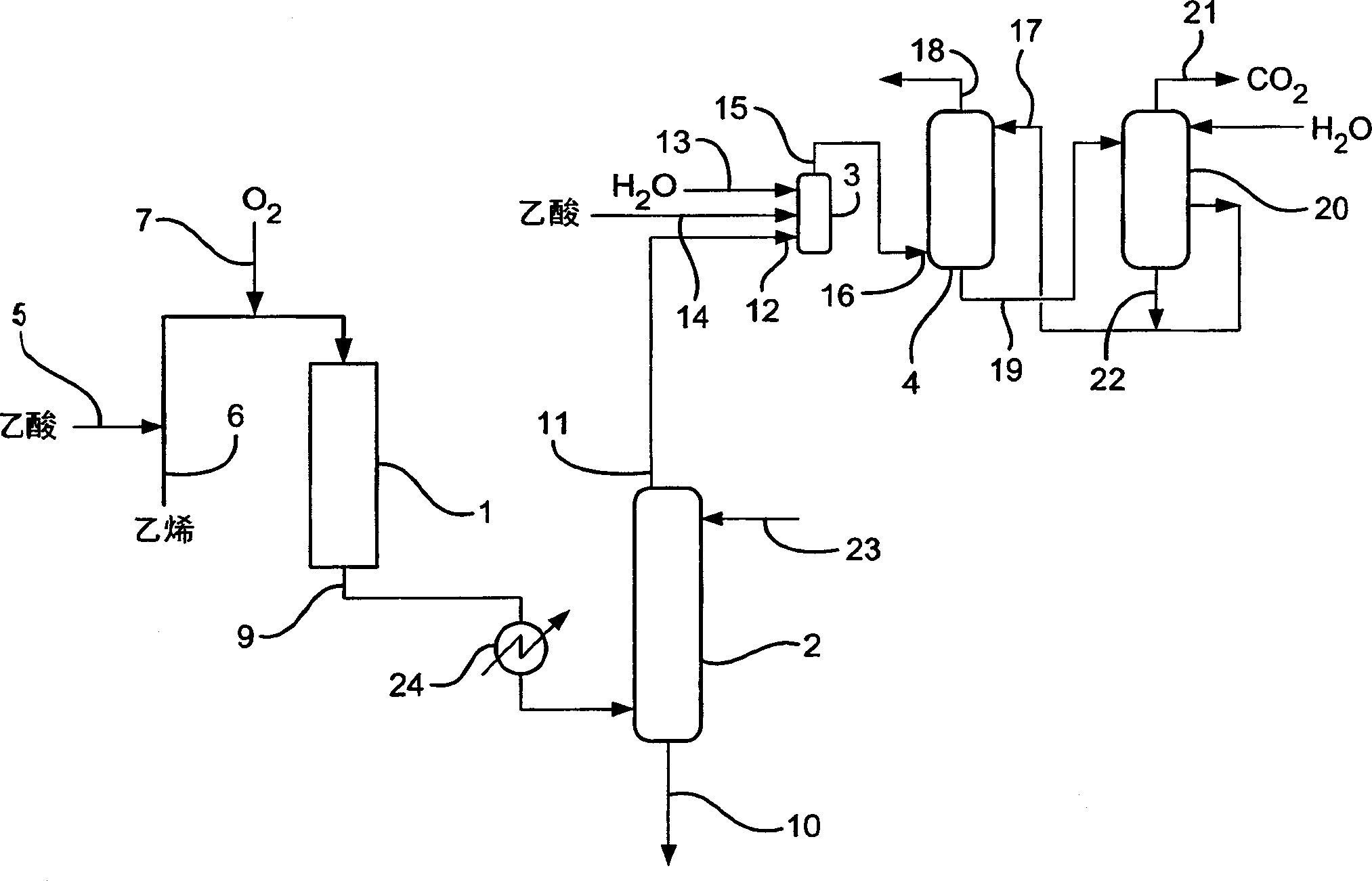 Purifying method for carbon dioxide containing air flow
