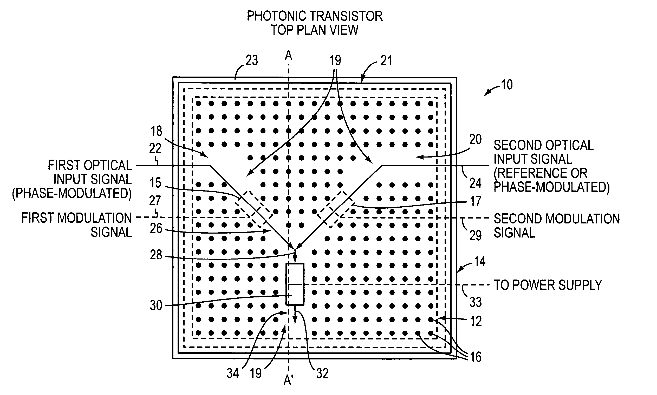 Optical device and circuit using phase modulation and related methods