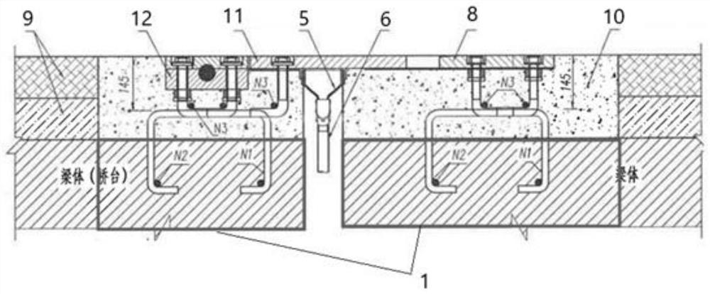 T-beam expansion joint integral post-pouring cross beam construction method