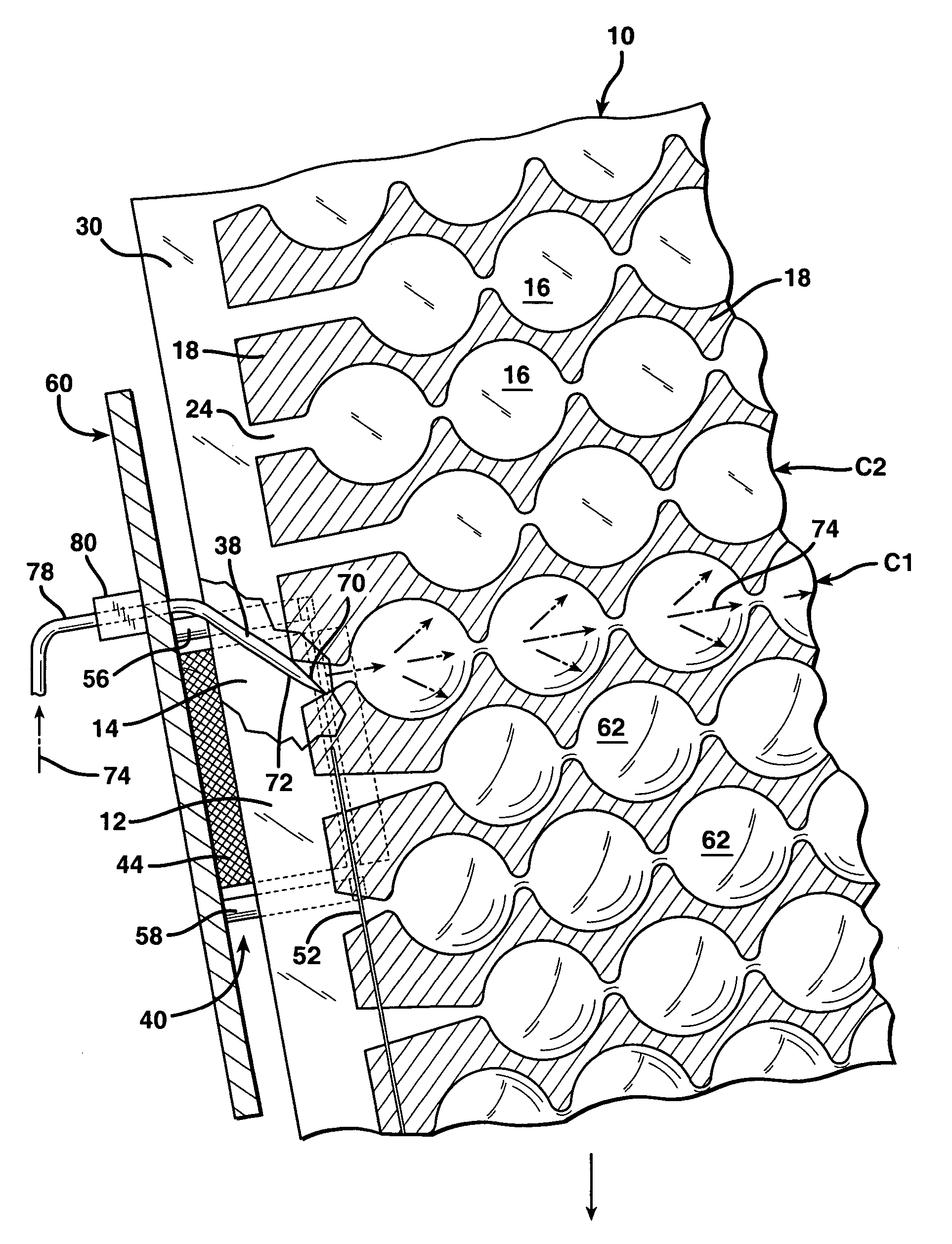 Apparatus and method for forming inflated chambers