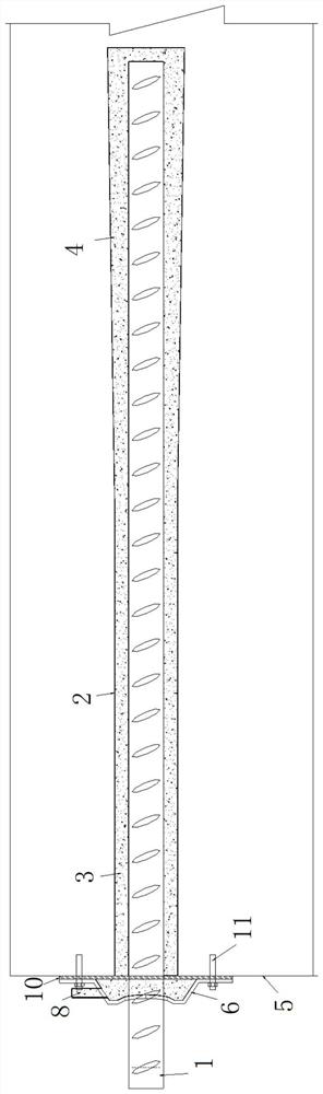 Horizontal steel bar planting structure and construction method