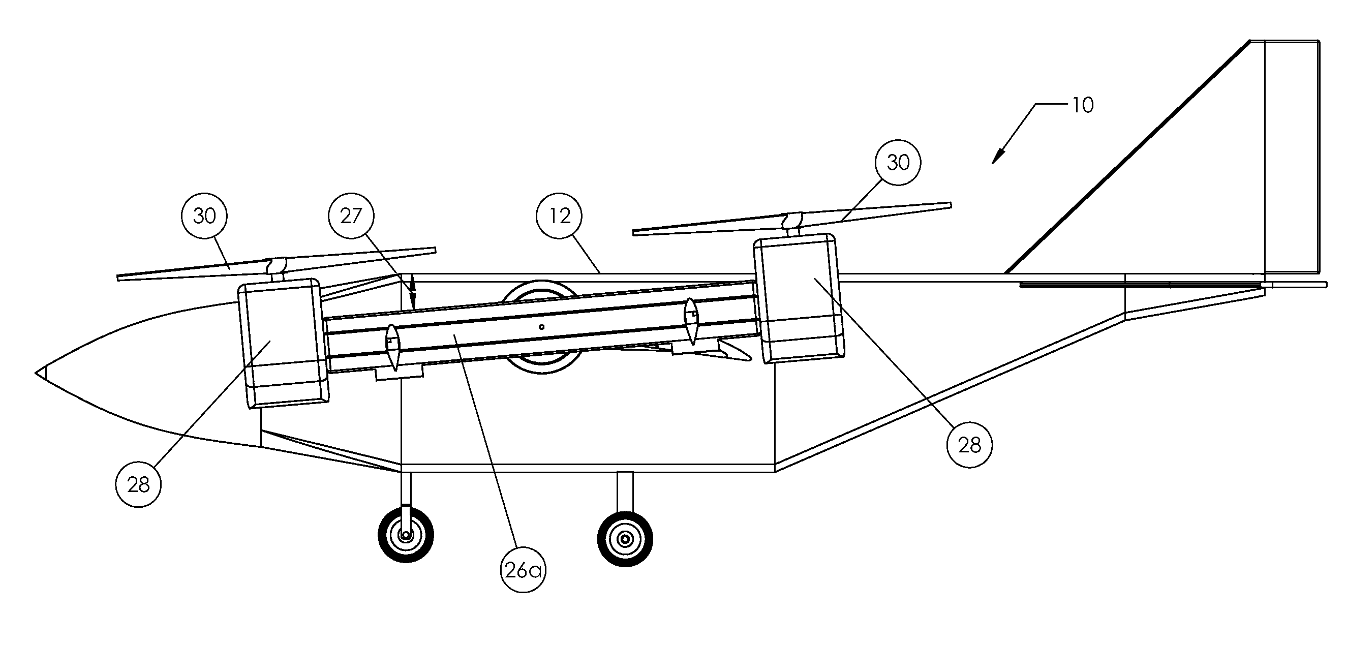 Aircraft with wings and movable propellers