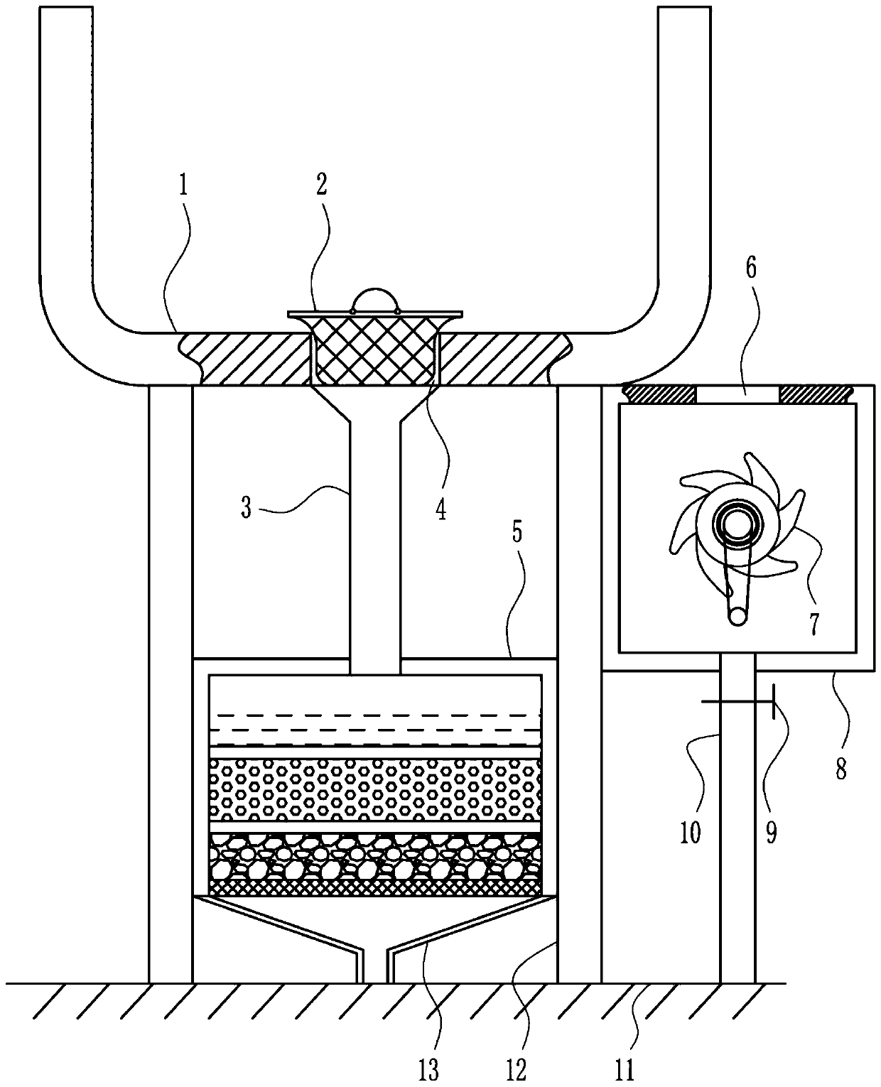 A kitchen domestic sewage treatment device