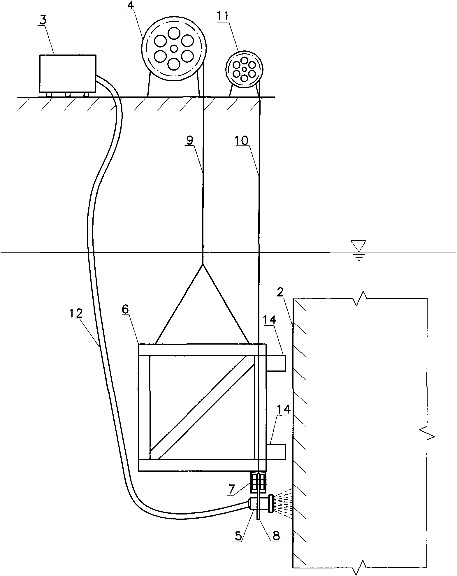 Underwater pier wall cleaning method and movable bracket thereof