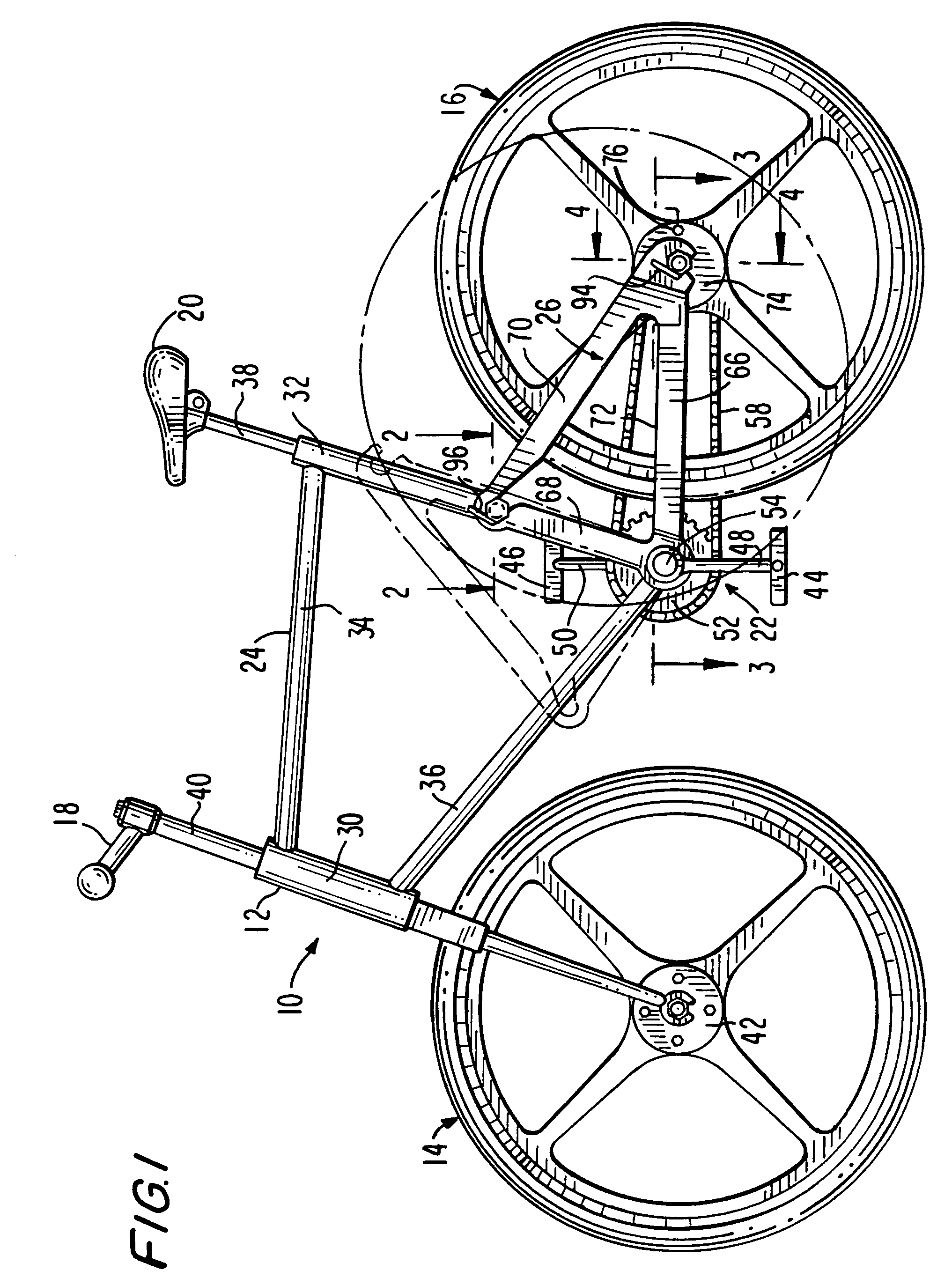 Foldable bicycle frame with axial rear wheel removal