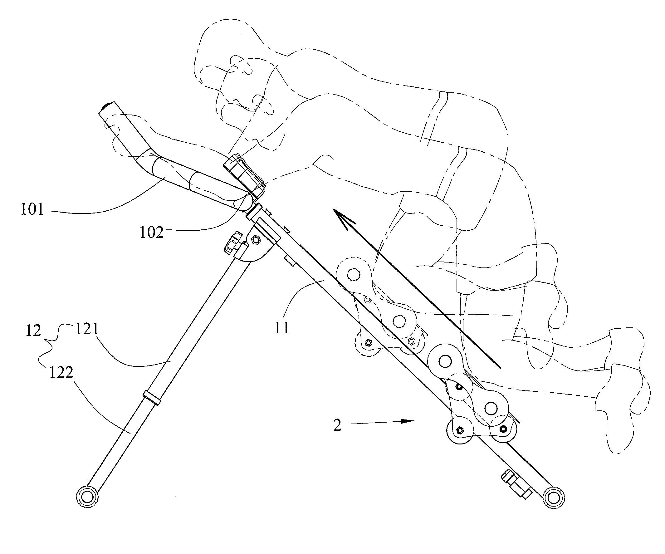 Exercise Device with Length Adjustable Leg