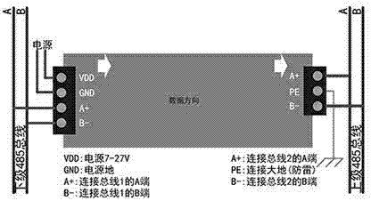 RS485 bus/node protector and method thereof