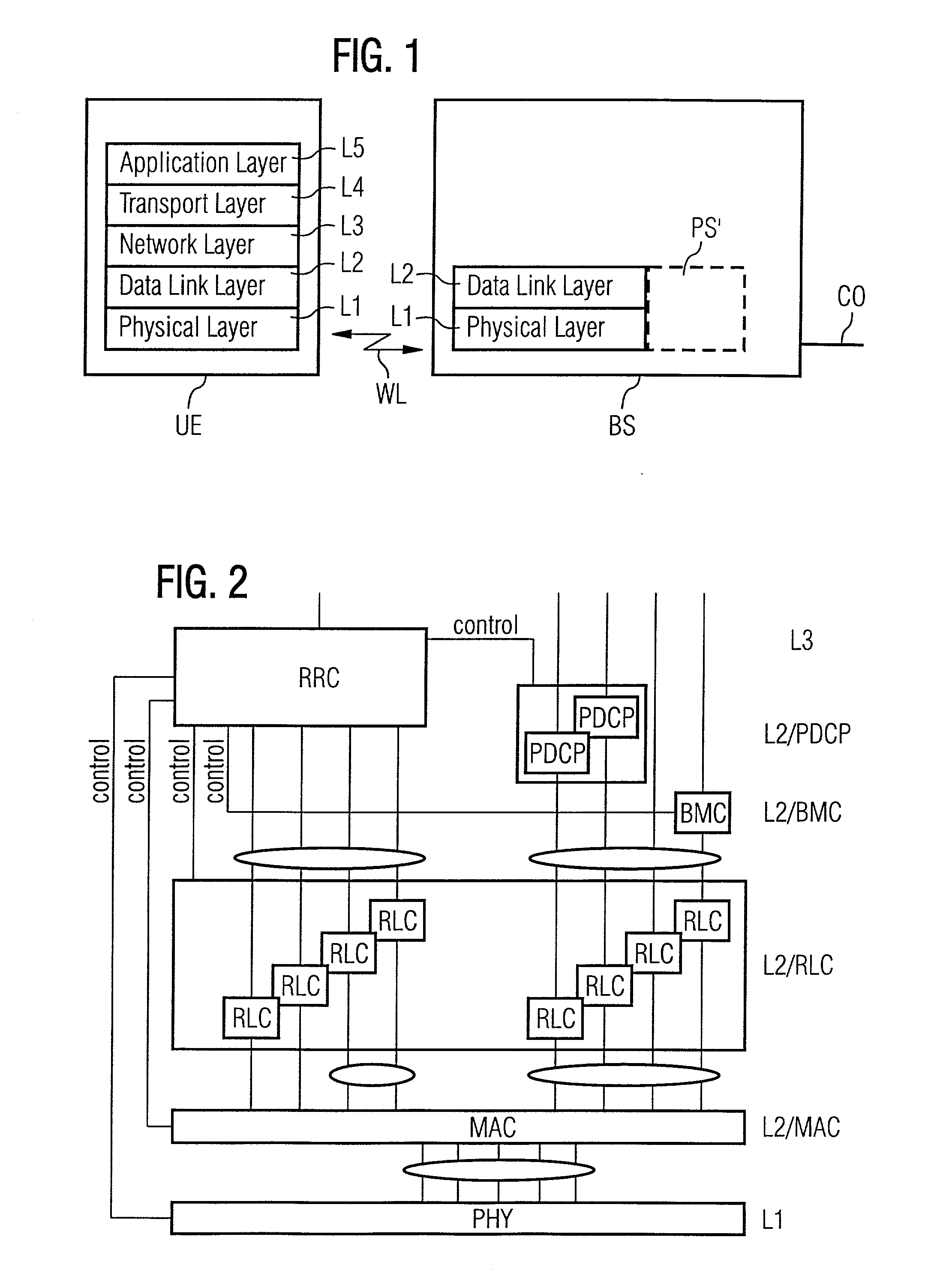 Method and device for improving the transmission efficiency in a communication system with a layered protocol stack