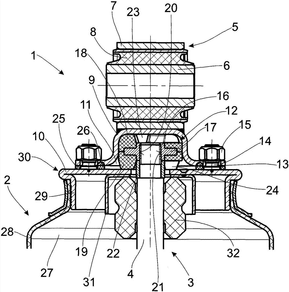 Mounting device for shock absorbers of motor vehicles