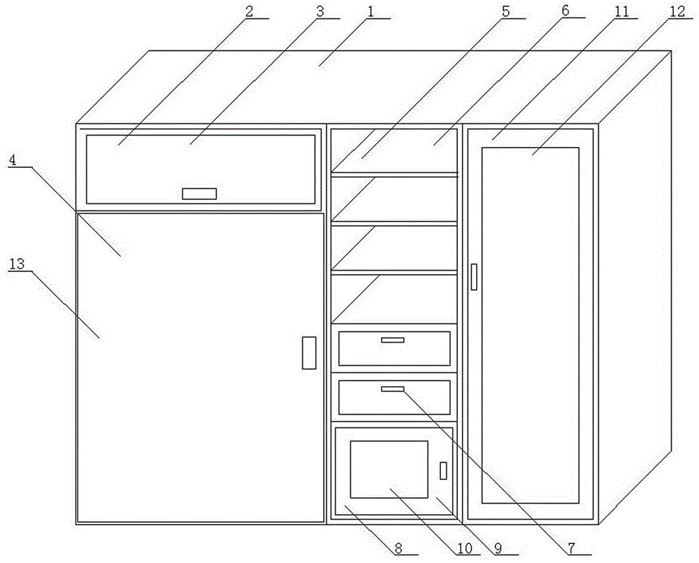 Wardrobe with built-in study desk