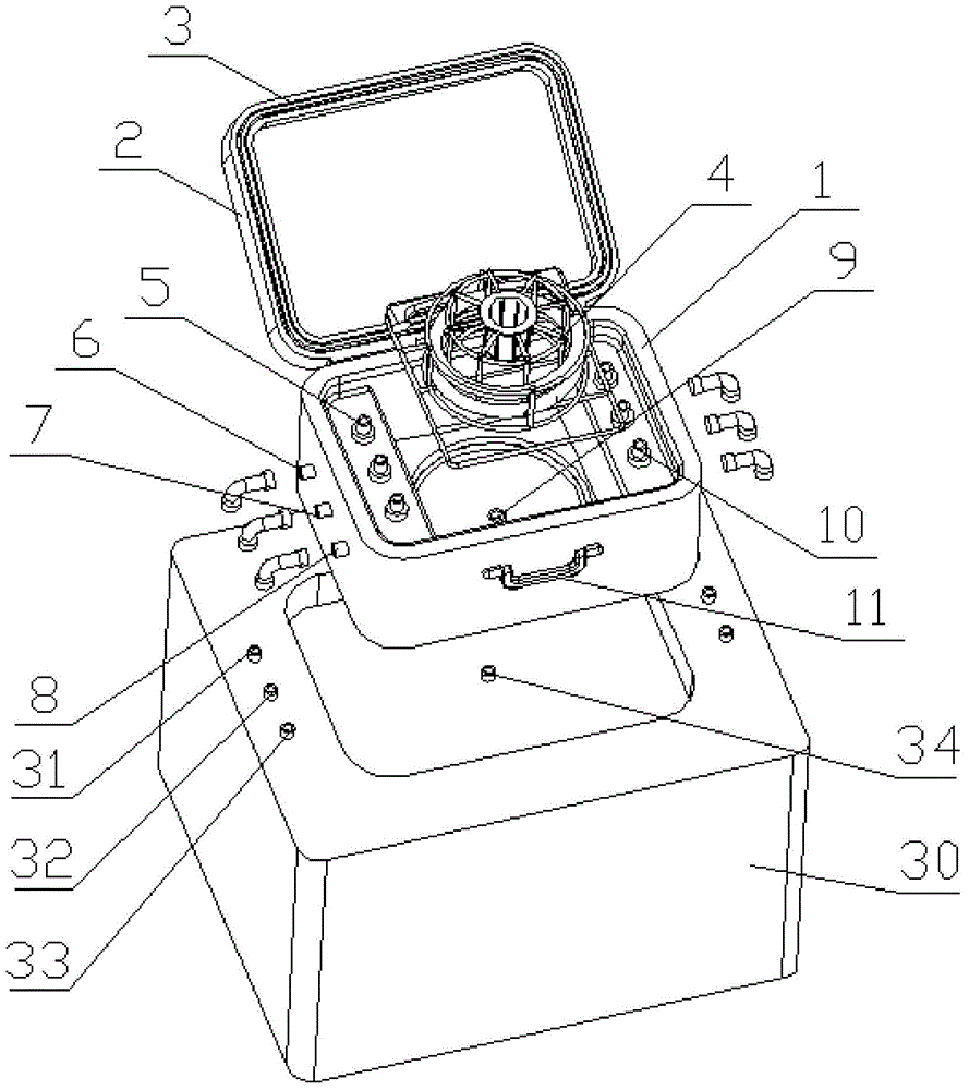 Through-connection box for full-automatic soft type endoscope cleaning machine