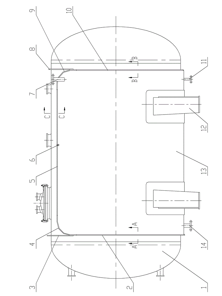 Jacket applicable to horizontal glass lining equipment