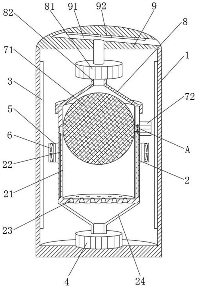 Raw material drying device for feed production and drying method thereof