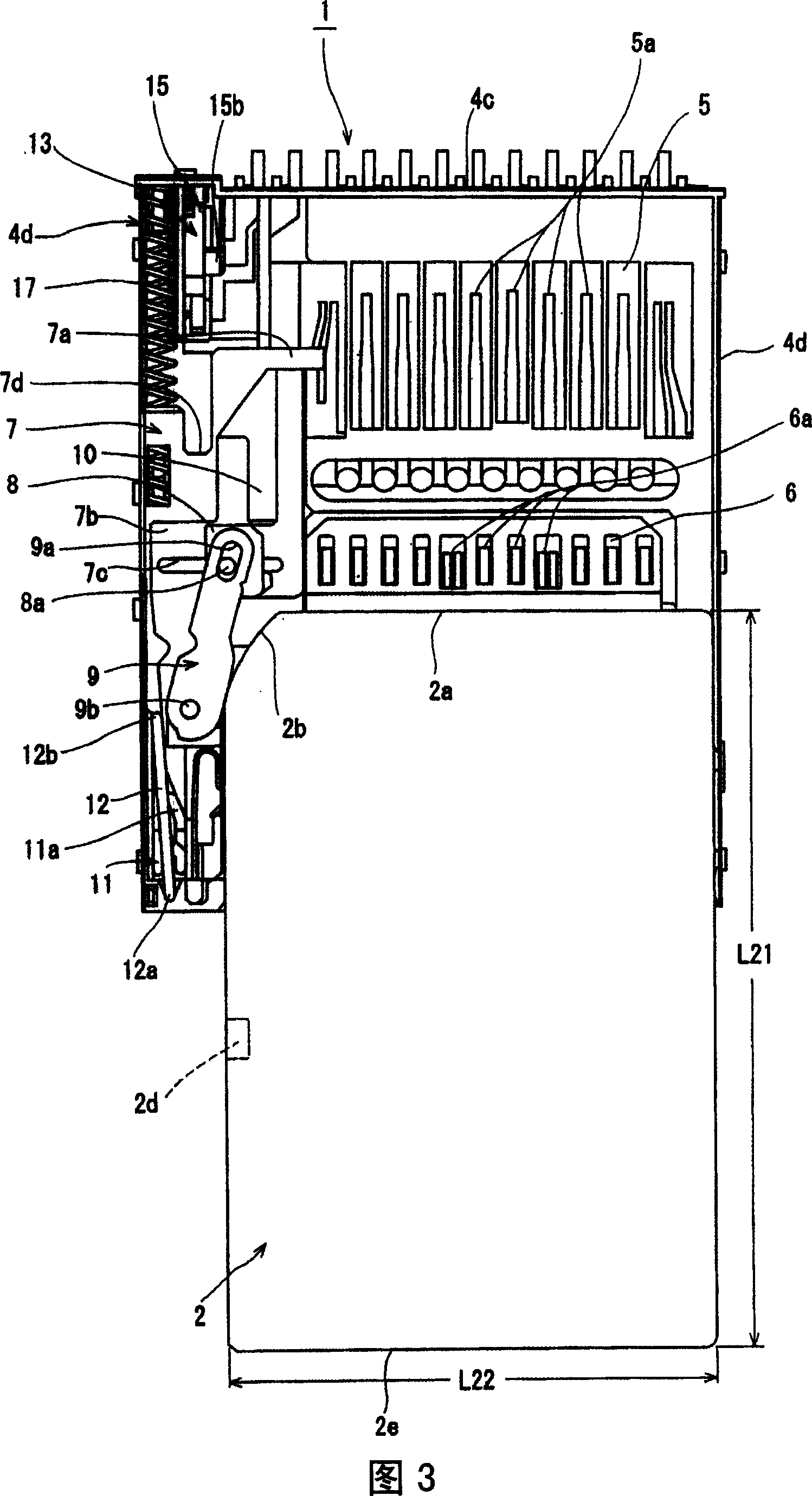 Connector device for card
