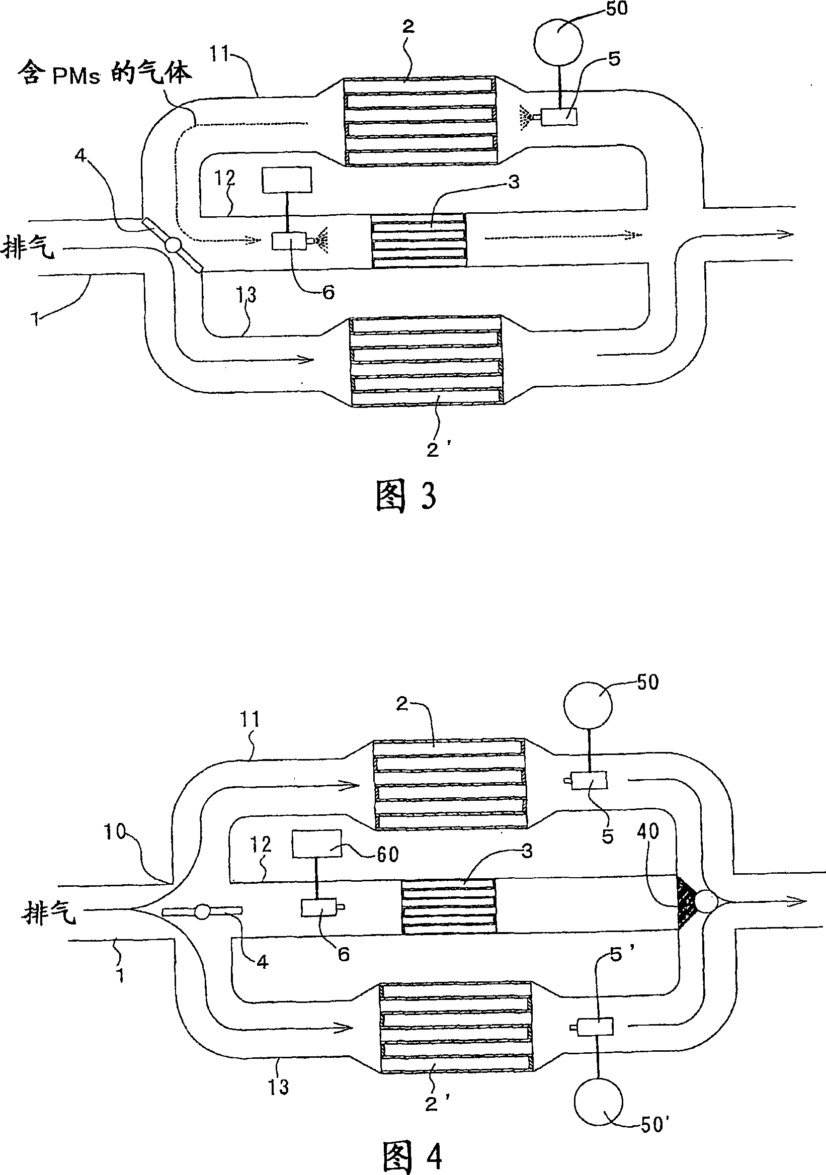 Process for purifying exhaust gases and apparatus for purifying exhaust gases