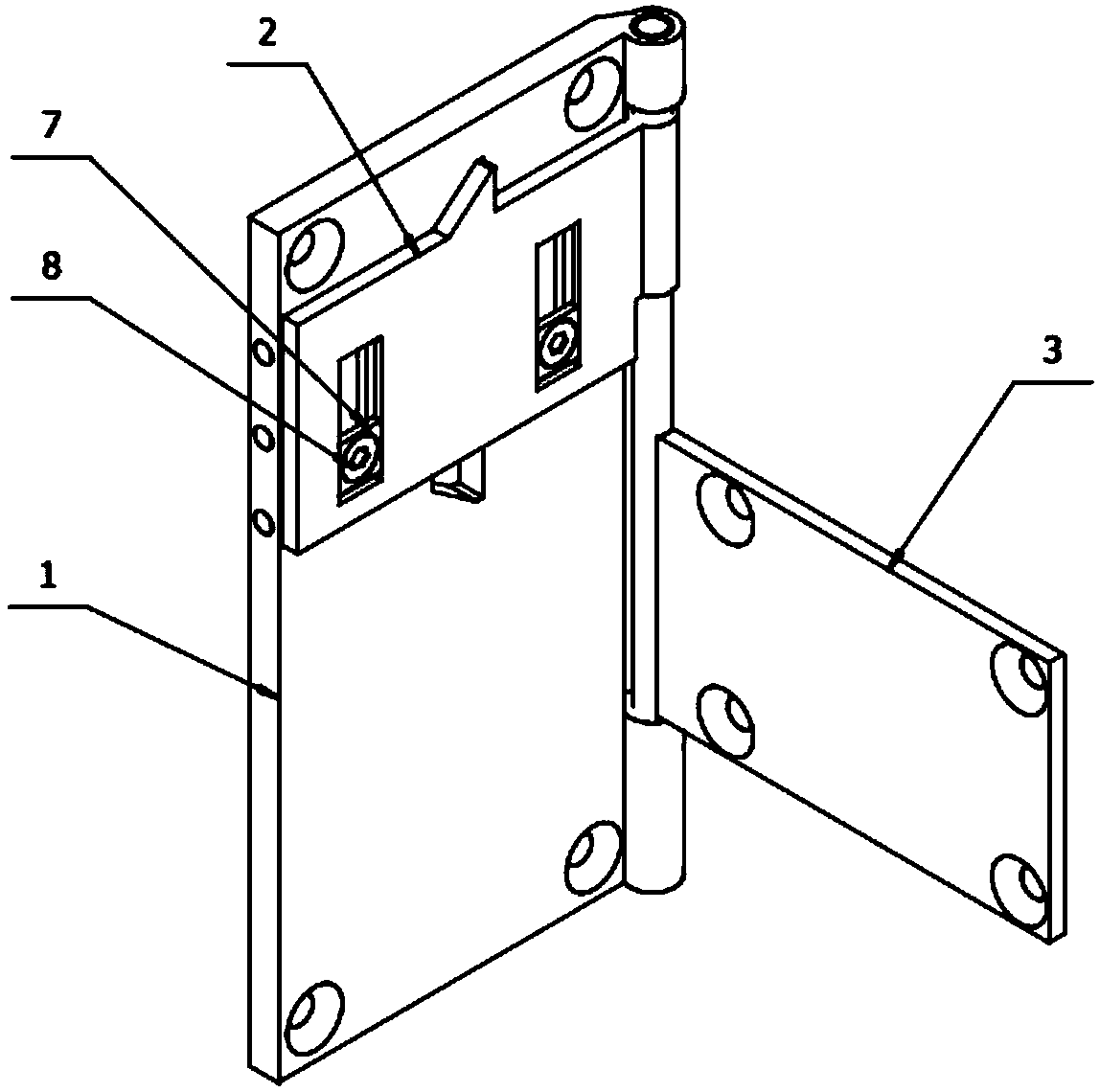 Multi-pose stop control hinge lock and door provided with same