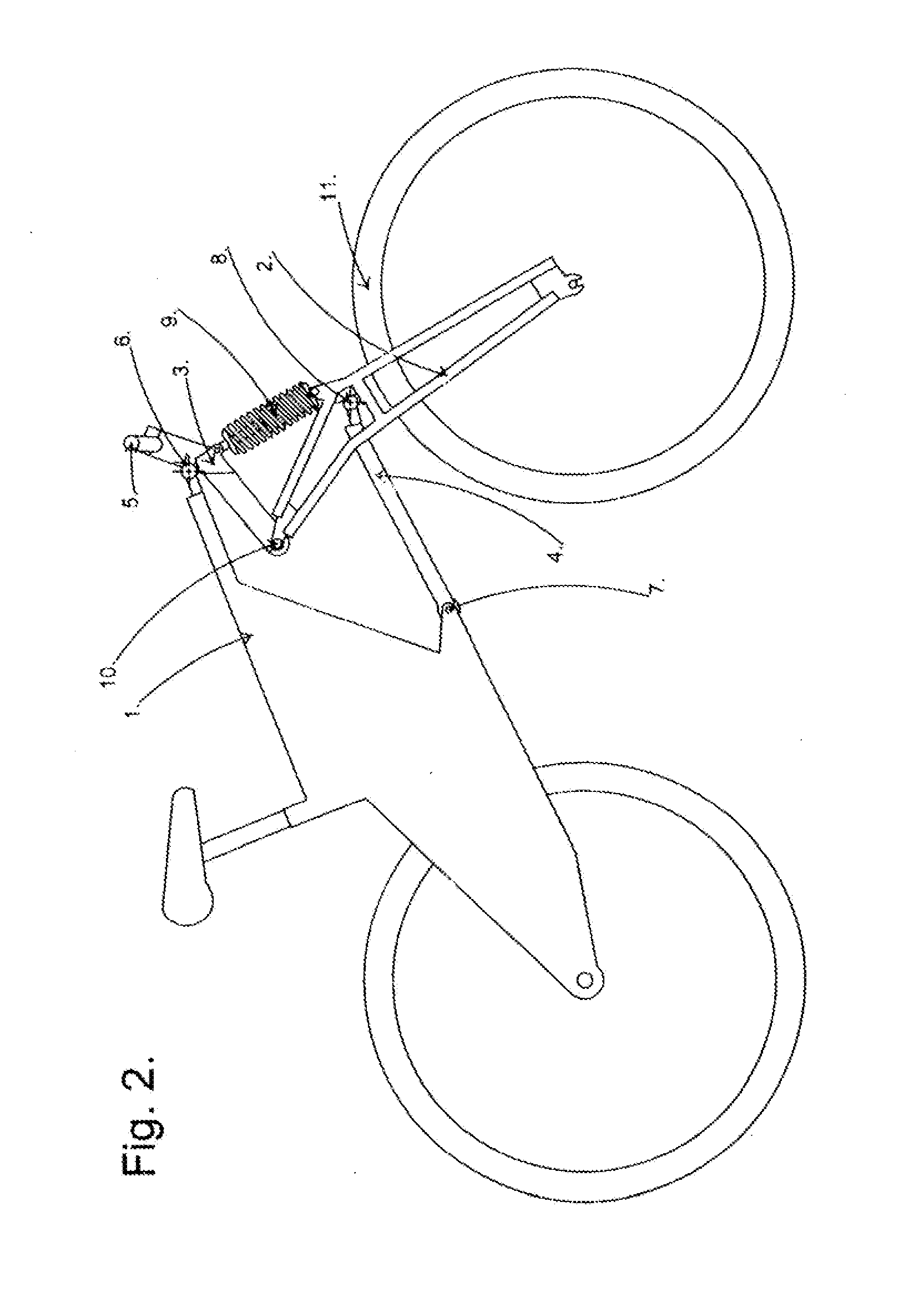Suspension system for the front wheel of single-track two- wheeled vehicles namely motorcycles and bicycles