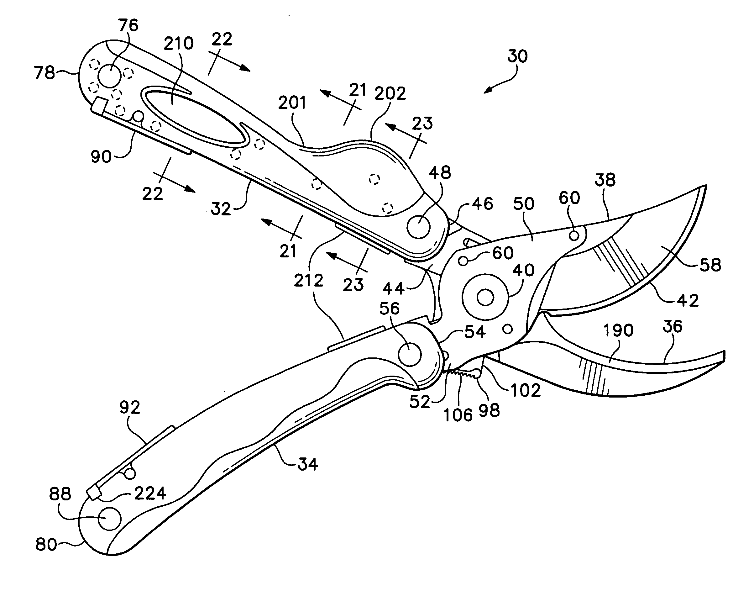 Folding multipurpose tool with shears and comfortable handles