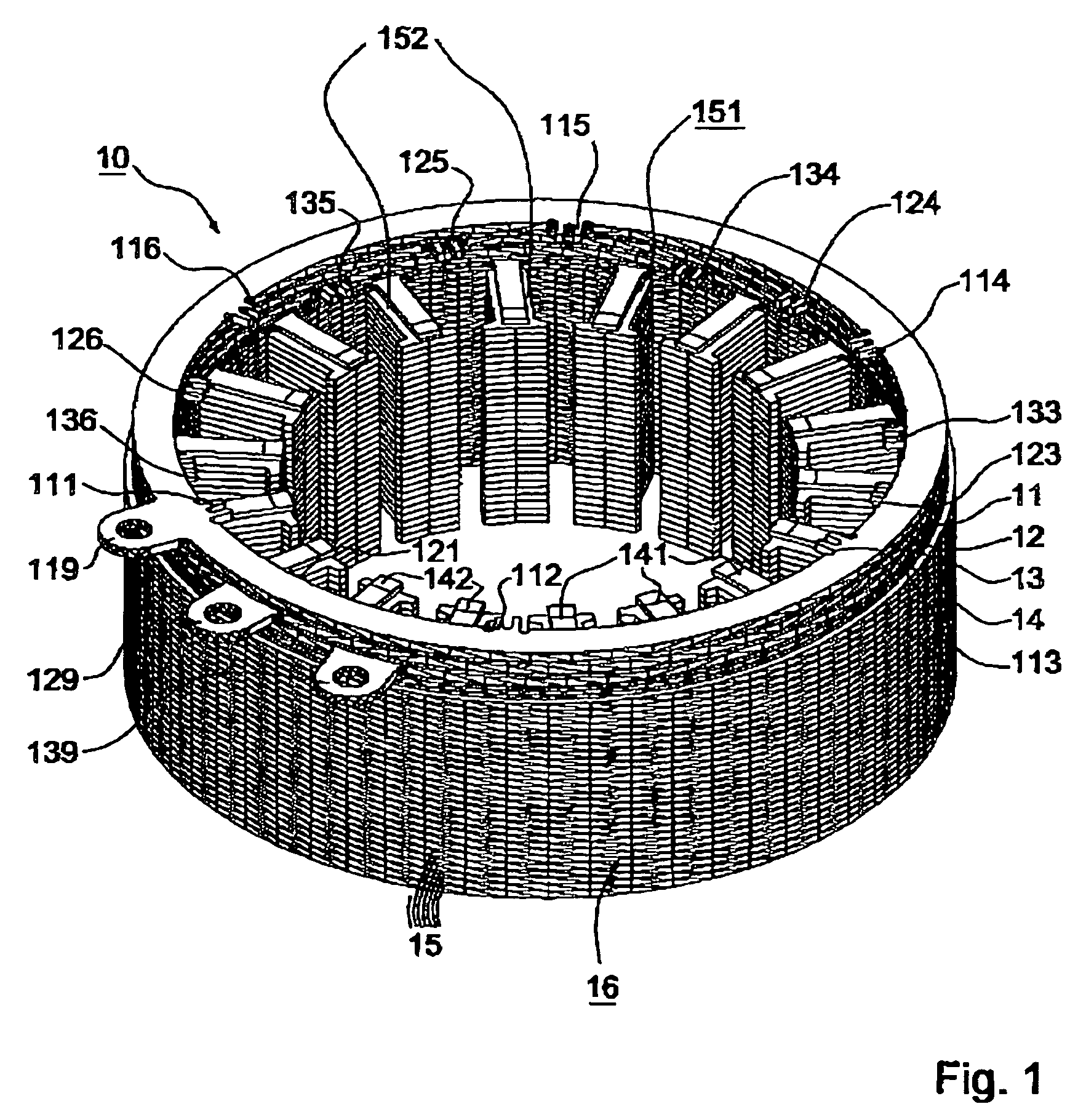 Electric motor with space-saving low-resistance neutral ring
