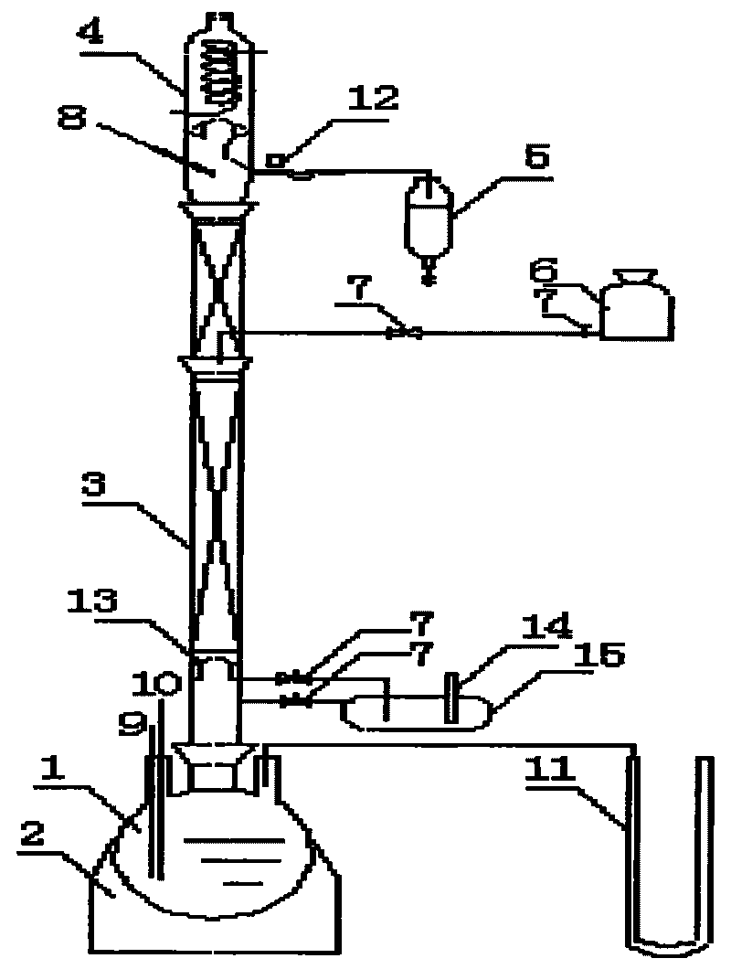 Device and method for intermittent esterification reaction rectification with acidity control