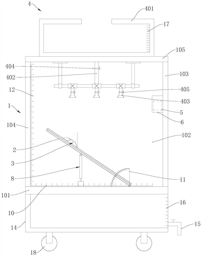 Rainfall-induced dangerous rock falling simulation device