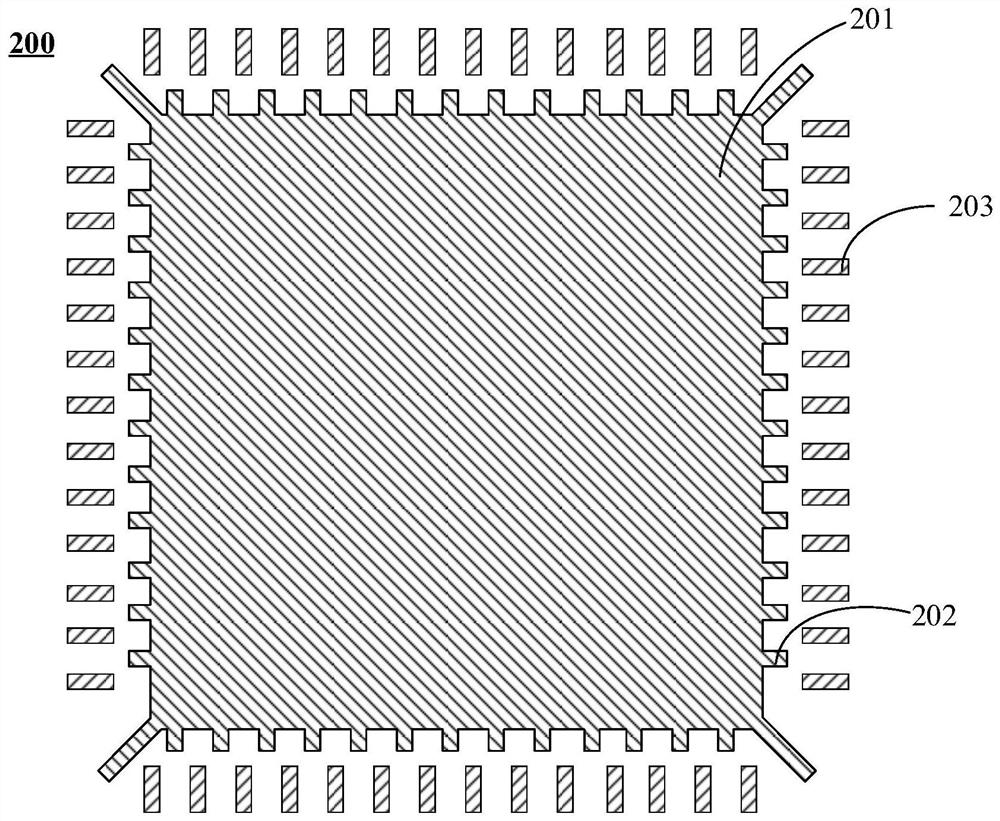 Square flat chip packaging structure with high electromagnetic pulse interference resistance