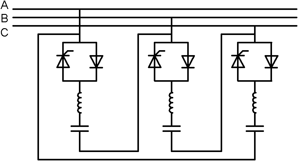 Reactive power compensation device for thyristor cyclically-switched capacitor