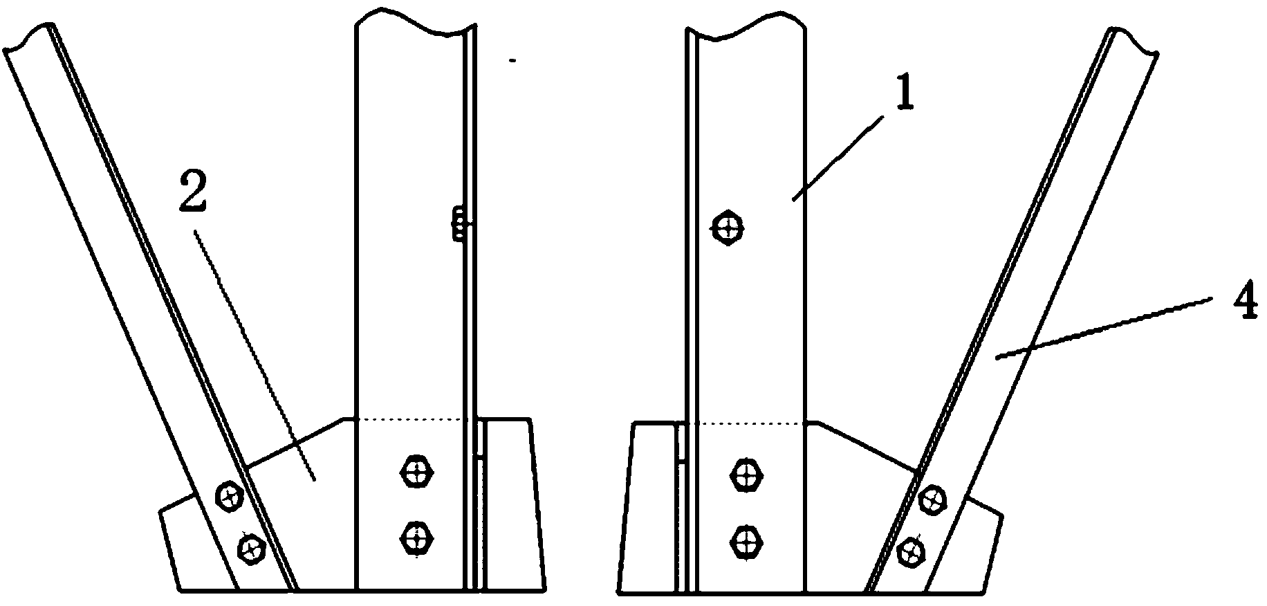 Method for field welding and strengthening of power transmission line steel angle tower leg