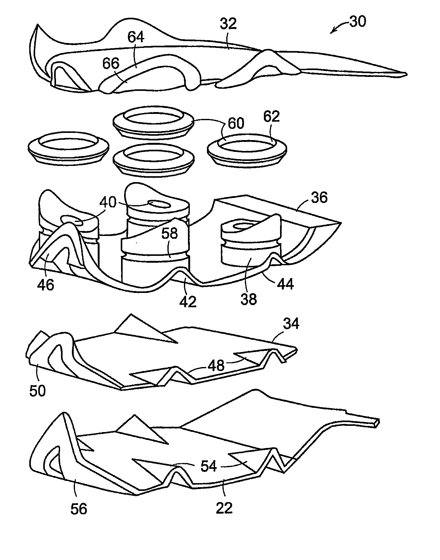 Article of footwear with support assembly having plate and indentations formed therein