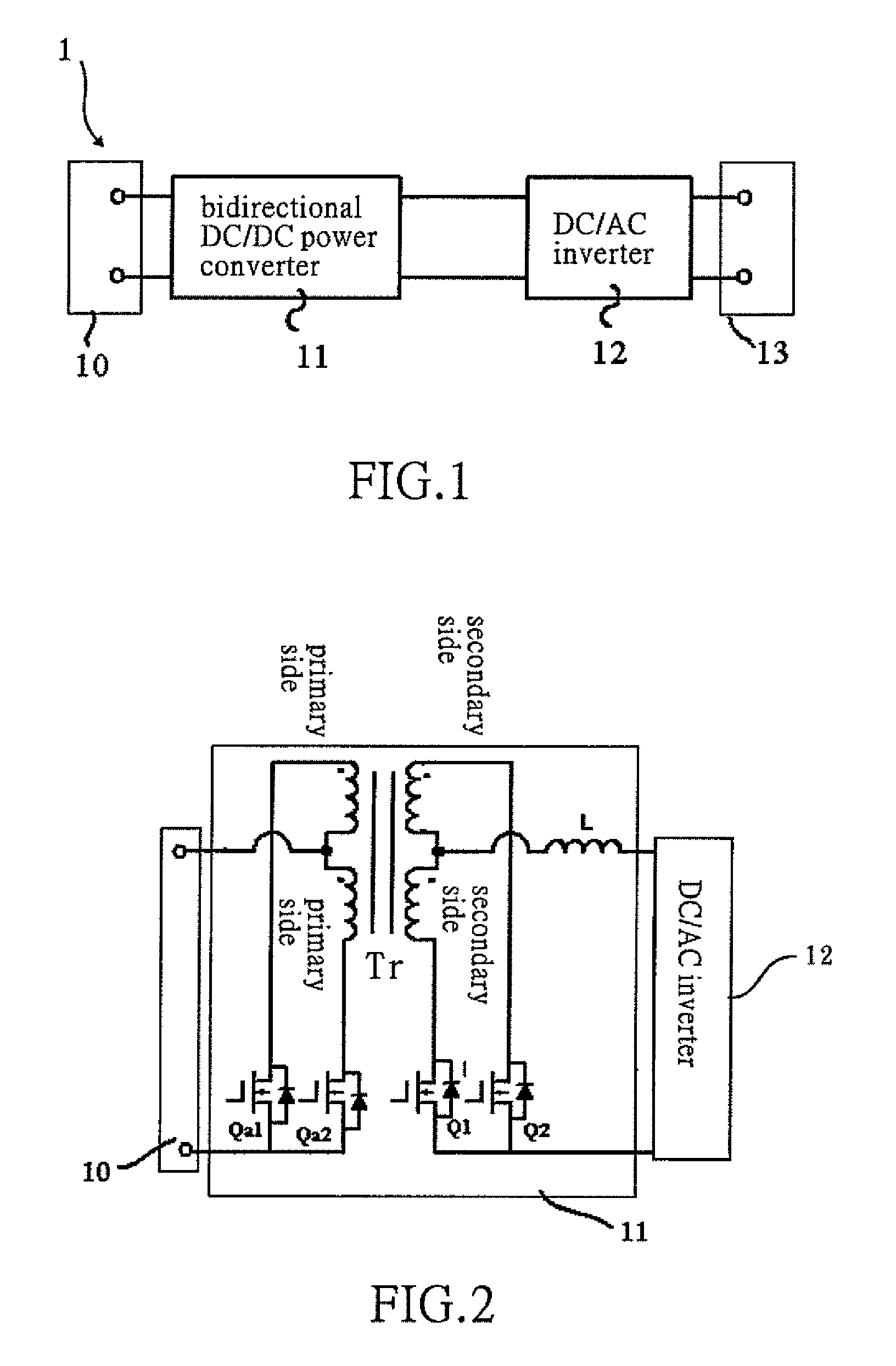Bidirectional active power conditioner with DC/AC inverter in low-frequency switching