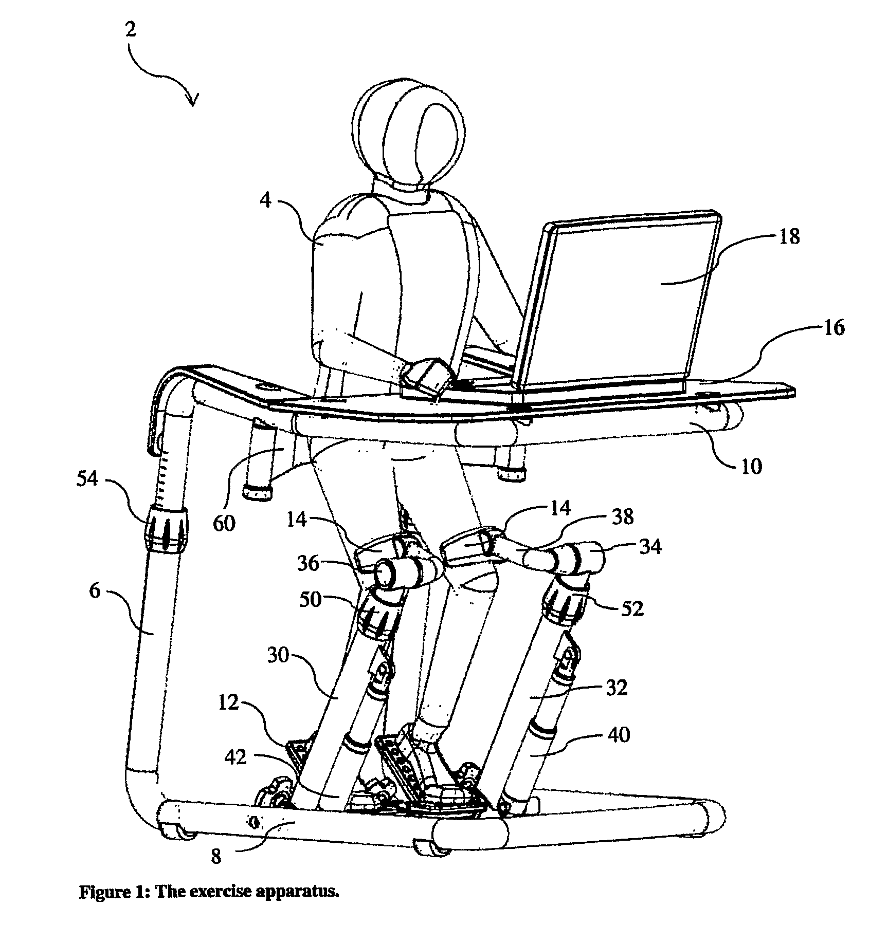 Exercise equipment intended for exercising legs of a person