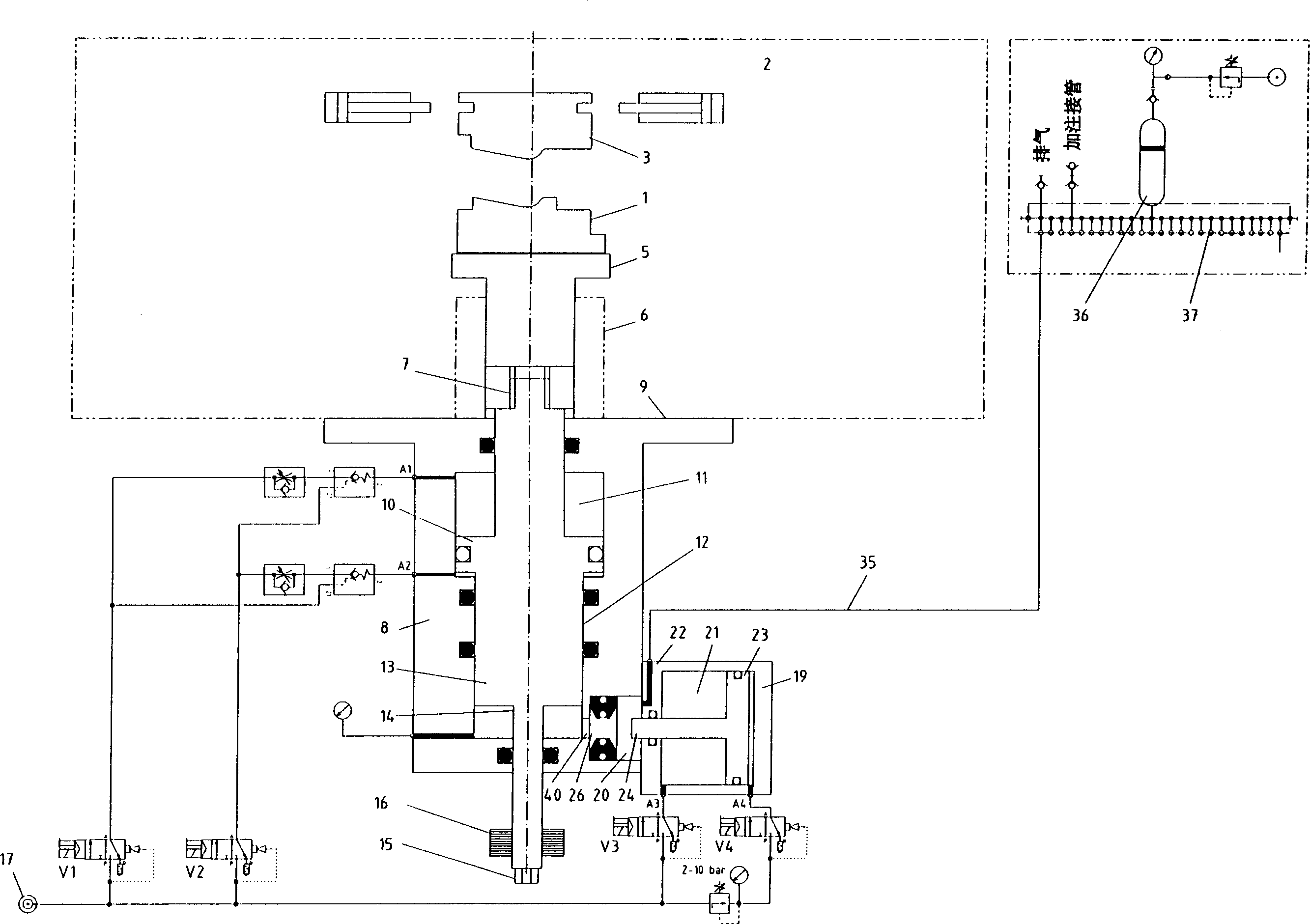 Device for providing shutting force for plastic injection machine for shoe manufacture