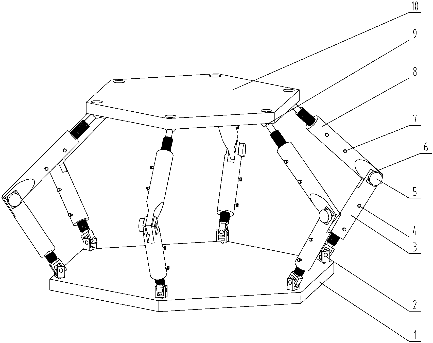 Device for measuring spatial motion with six degrees of freedom and dynamic measuring method