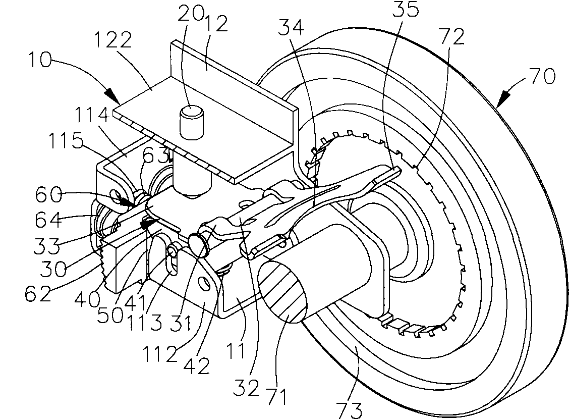 Caster with brake structure