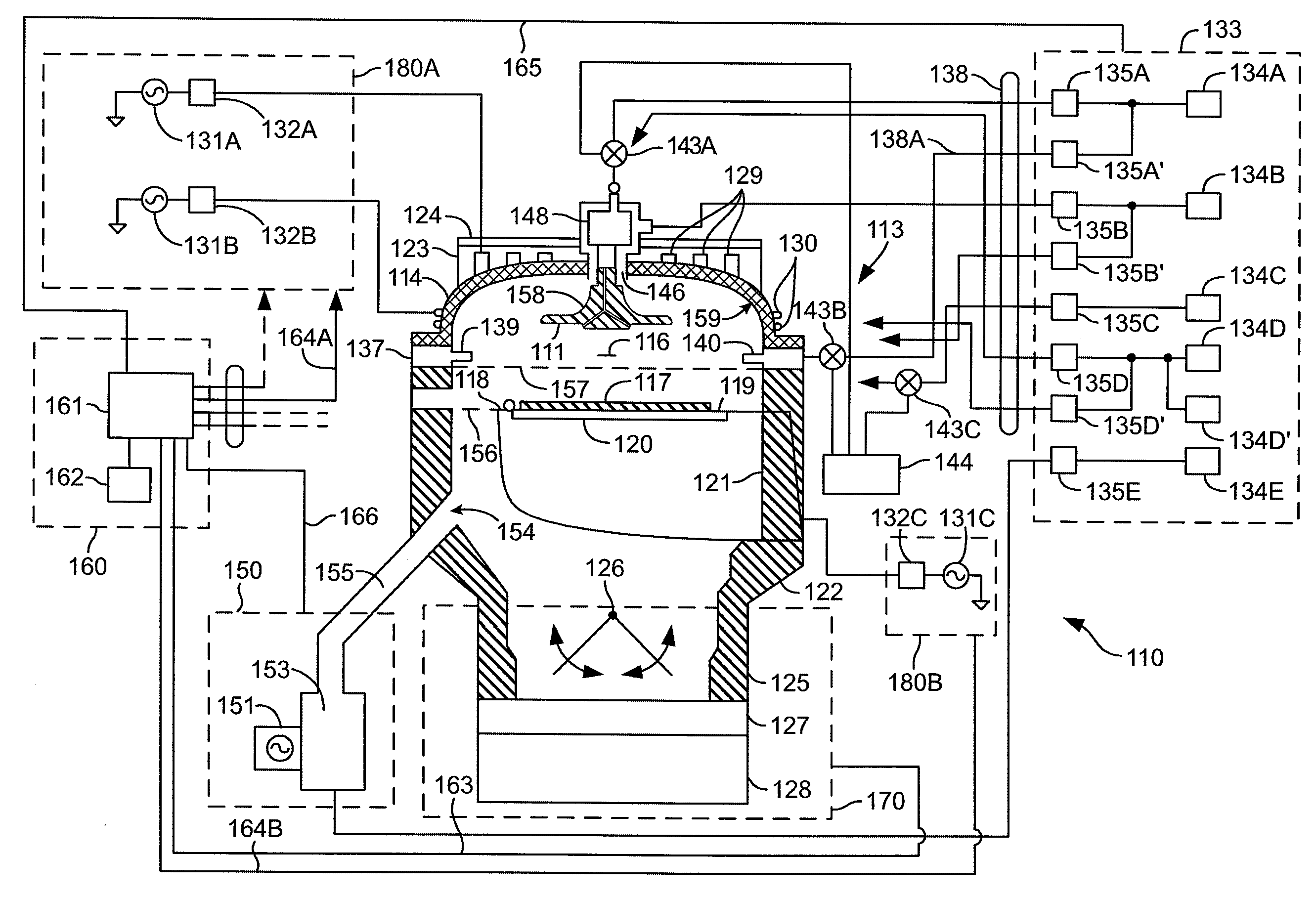 Internal balanced coil for inductively coupled high density plasma processing chamber